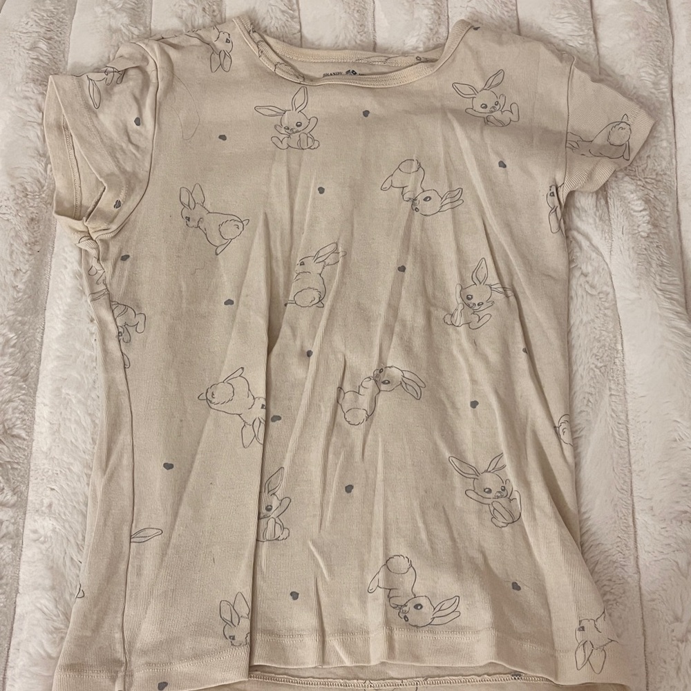 Cream Bunny Print T-Shirt